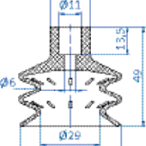 Bellows vacuum cup diam. 50 mm (2.5 bellows) NBR black