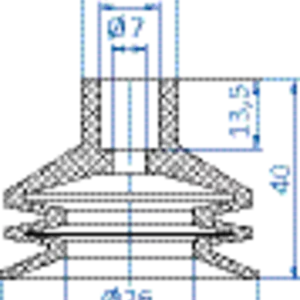 Bellows vacuum cup diam. 52 mm (2.5 bellows) NBR black