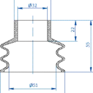 Bellows vacuum cup diam. 70 mm (2.5 bellows) NR black