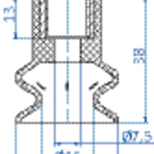 Bellows vacuum cup diam. 30 mm (1.5 bellows) silicone transparent