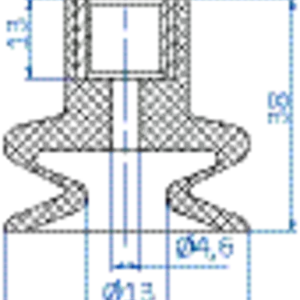 Bellows vacuum cup diam. 40 mm (1.5 bellows) NR black