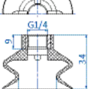 Bellows vacuum cup diam. 44 mm (1.5 bellows) NR black