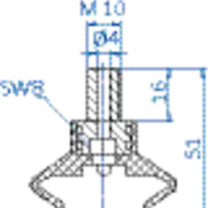 Bellows vacuum cup diam. 44 mm (1.5 bellows) NR black