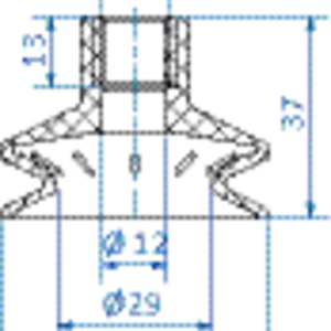 Bellows vacuum cup diam. 50 mm (1.5 bellows) NBR black