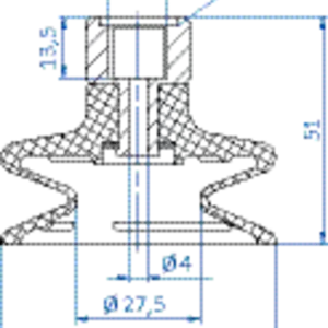 Bellows vacuum cup diam. 61 mm (1.5 bellows) NR black