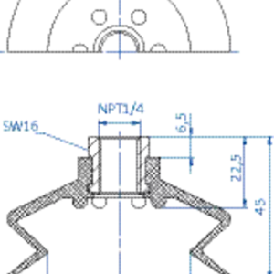 Bellows vacuum cup diam. 70 mm (1.5 bellows) vinyl blue