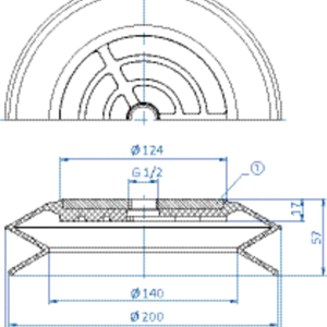 Bellows vacuum cup diam. 200 mm (1.5 bellows) NR brown