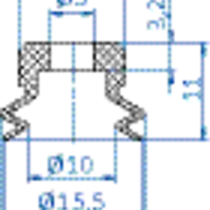 Bellows vacuum cup diam. 15 mm (1.5 bellows) NBR black