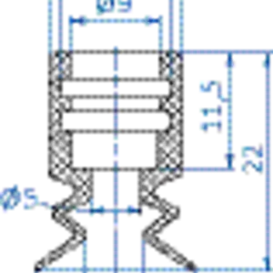 Bellows vacuum cup diam. 16 mm (1.5 bellows) Vinyl blue