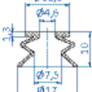 Bellows vacuum cup diam. 17 mm (1.5 bellows) NR brown