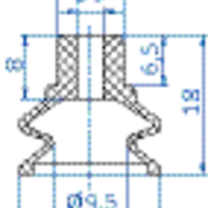 Bellows vacuum cup diam. 18 mm (1.5 bellows) NR black