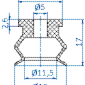 Bellows vacuum cup diam. 19 mm (1.5 bellows) vinyl blue