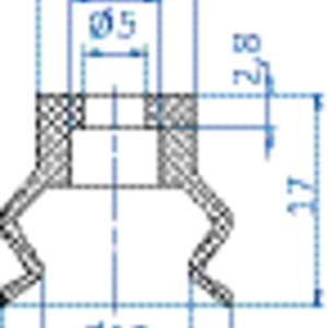 Bellows vacuum cup diam. 19 mm (1.5 bellows) vinyl blue