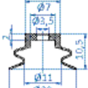 Bellows vacuum cup diam. 20 mm (1.5 bellows) NR beige