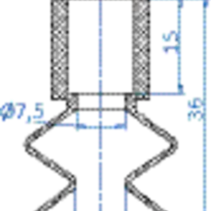 Bellows vacuum cup diam. 25 mm (1.5 bellows) Vulkollan® brown