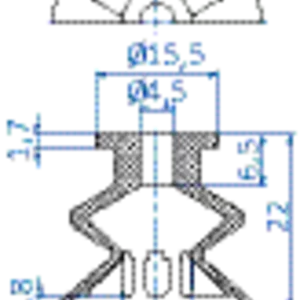 Bellows vacuum cup diam. 26 mm (1.5 bellows) vinyl blue