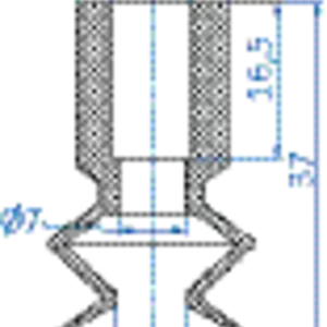 Bellows vacuum cup diam. 26 mm (1.5 bellows) vinyl blue