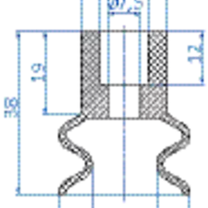 Bellows vacuum cup diam. 30 mm (1.5 bellows) NBR black