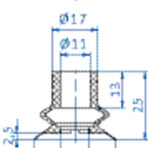 Bellows vacuum cup diam. 30 mm (1.5 bellows) vinyl blue