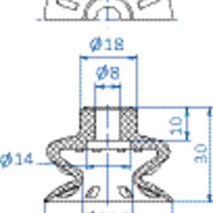 Bellows vacuum cup diam. 40 mm (1.5 bellows) NBR black