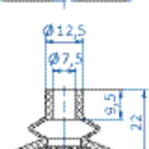 Bellows vacuum cup diam. 41 mm (1.5 bellows) NBR black