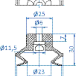 Bellows vacuum cup diam. 42 mm (1.5 bellows) NBR black