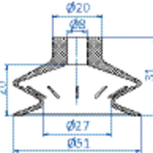 Bellows vacuum cup diam. 51 mm (1.5 bellows) NR black