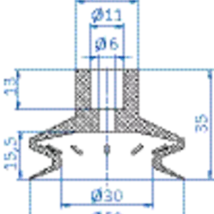 Bellows vacuum cup diam. 50 mm (1.5 bellows) NR black