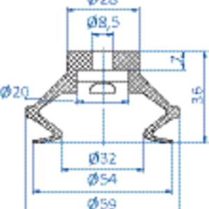 Bellows vacuum cup diam. 54 mm (1.5 bellows) NBR black