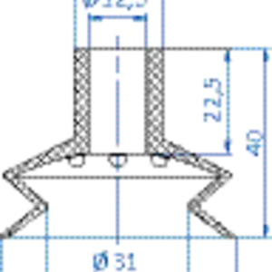 Bellows vacuum cup diam. 51 mm (1.5 bellows) vinyl blue