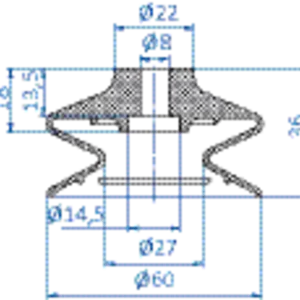 Bellows vacuum cup diam. 60 mm (1.5 bellows) NR black