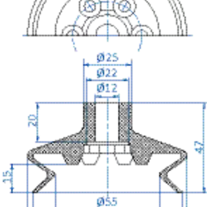 Bellows vacuum cup diam. 78 mm (1.5 bellows) NBR black