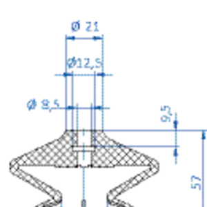 Bellows vacuum cup diam. 85 mm (1.5 bellows) Vulkollan® brown