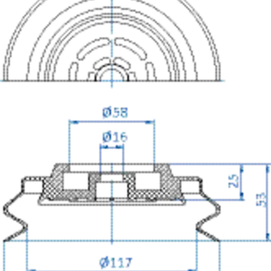 Bellows vacuum cup diam. 150 mm (1.5 bellows) NBR black