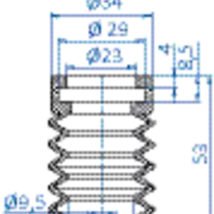 Bellows vacuum cup diam. 35 mm (5.5 bellows) vinyl blue