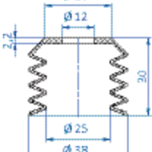 Bellows vacuum cup diam. 38 mm (4.5 bellows) silicone transparent