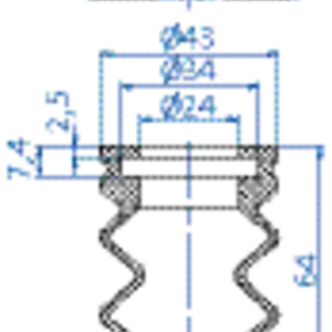 Bellows vacuum cup diam. 48 mm (2.5 bellows) silicone transparent