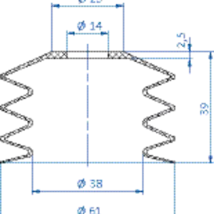 Bellows vacuum cup diam. 61 mm (3.5 bellows) NBR black