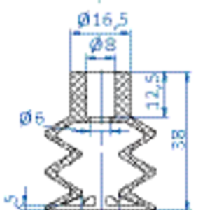 Bellows vacuum cup diam. 31 mm (2.5 bellows) NBR black