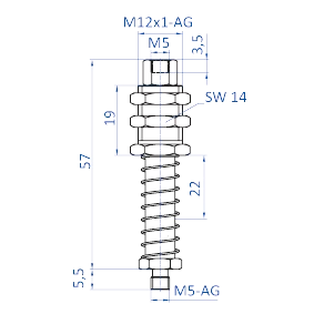 Spring leveler with thread connection stroke 20 mm