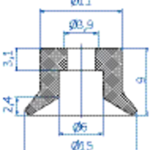 Flat-vacuum-cup-diam.-15-mm-PUR-blue