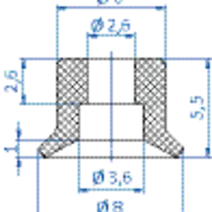 Flat-vacuum-cup-diam.-8-mm-silicone-black,-antistatic