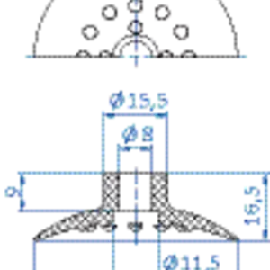 Flat-vacuum-cup-diam.-50-mm-Vulkollan-brown