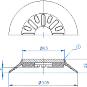 Flat-vacuum-cup-diam.-105-mm-NBR-grey