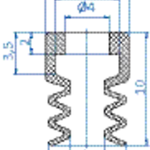 Bellows vacuum cup diam. 7 mm (2.5 bellows) NBR black