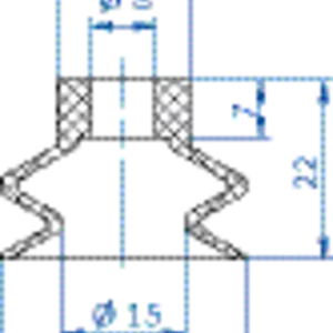 Bellows vacuum cup diam. 30 mm (1.5 bellows) Vulkollan® brown