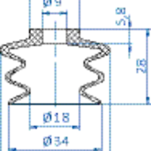 Bellows vacuum cup diam. 34 mm (2.5 bellows) Vulkollan® brown