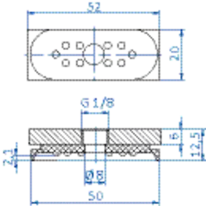 Oval vacuum cup 50x20 mm NBR grey