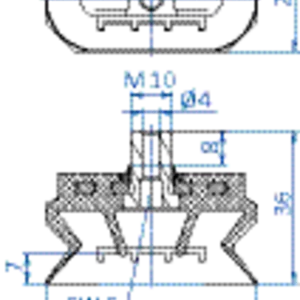 Oval vacuum cup 50x25 mm (1.5 bellows) NBR black