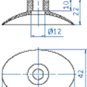 Oval vacuum cup 62x42 mm Vulkollan® brown